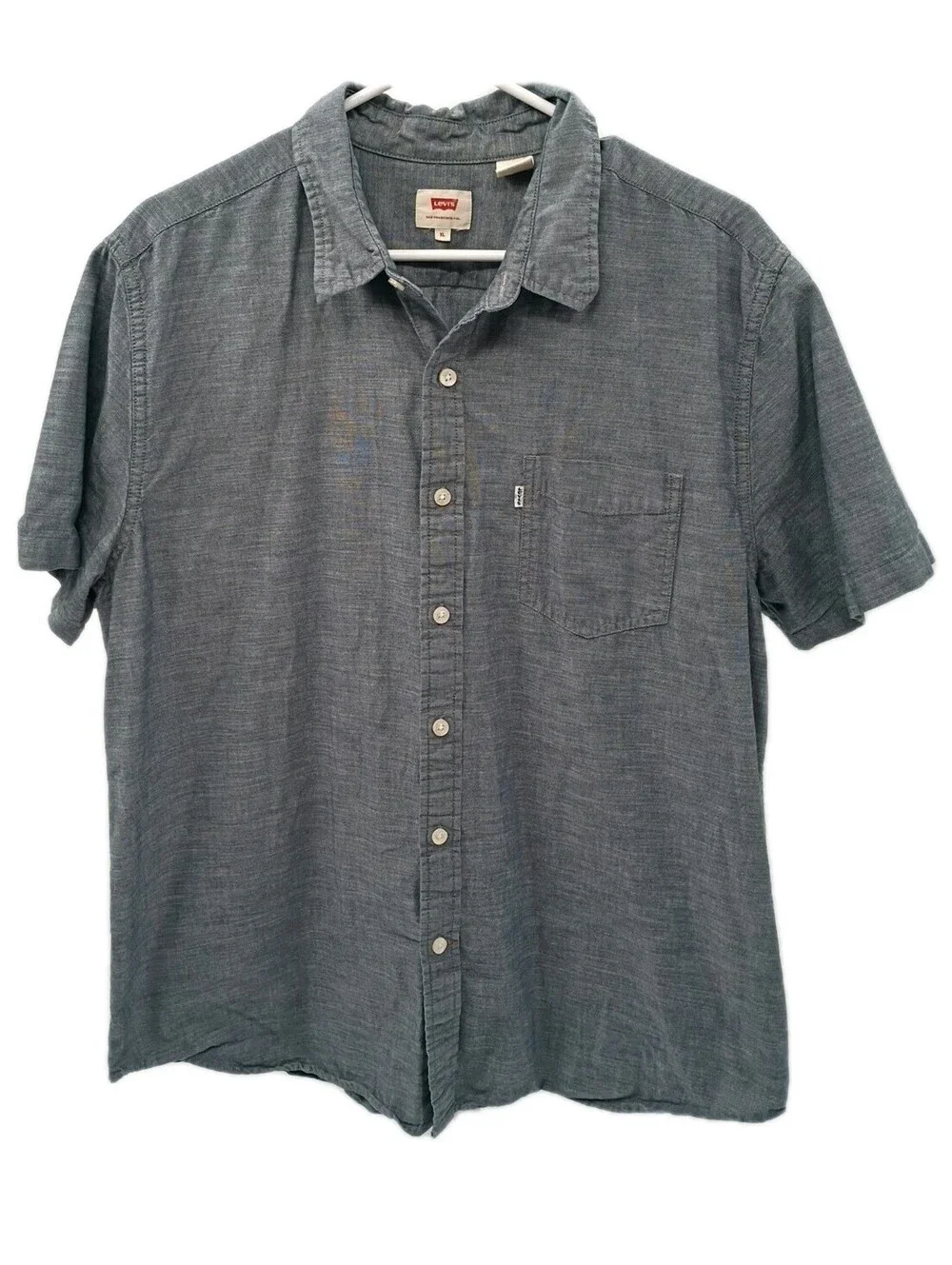 Levi's Shirt Mens XL Gray Lightweight Casual Cowboy Button Up Cotton Outdoor